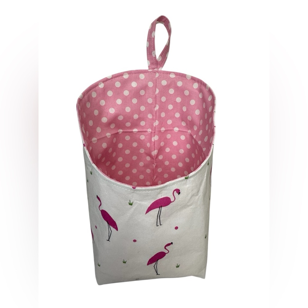 Pink Flamingo Polka Dot Fabric Hanging Storage Pod Organizer New